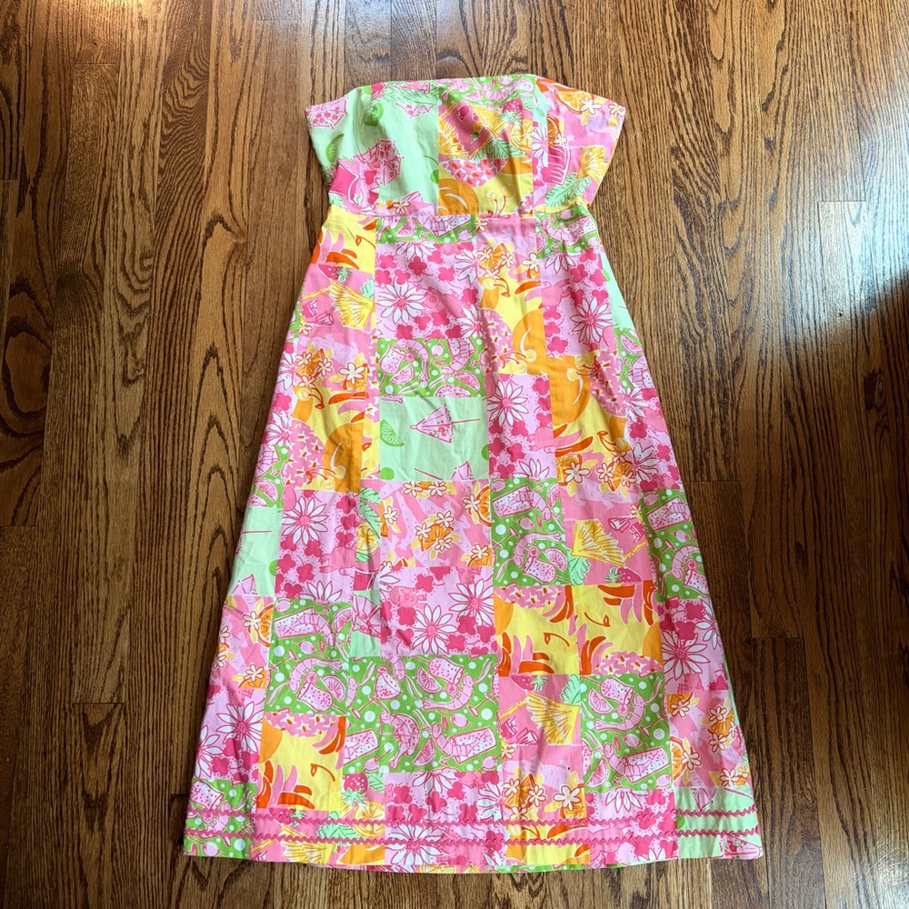 Vintage Lilly Pulitzer Patchwork Strapless Dress … - image 3